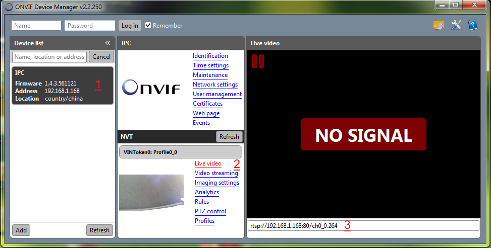 onvif device menager onvif - rtsp